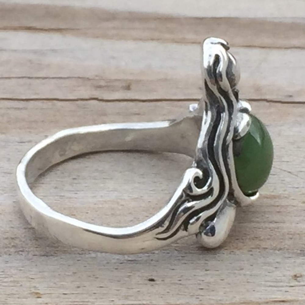 Goddess of Abundance Ring .925 Sterling Silver w/ genuine Jade gem Made in USA - Picture 6 of 8